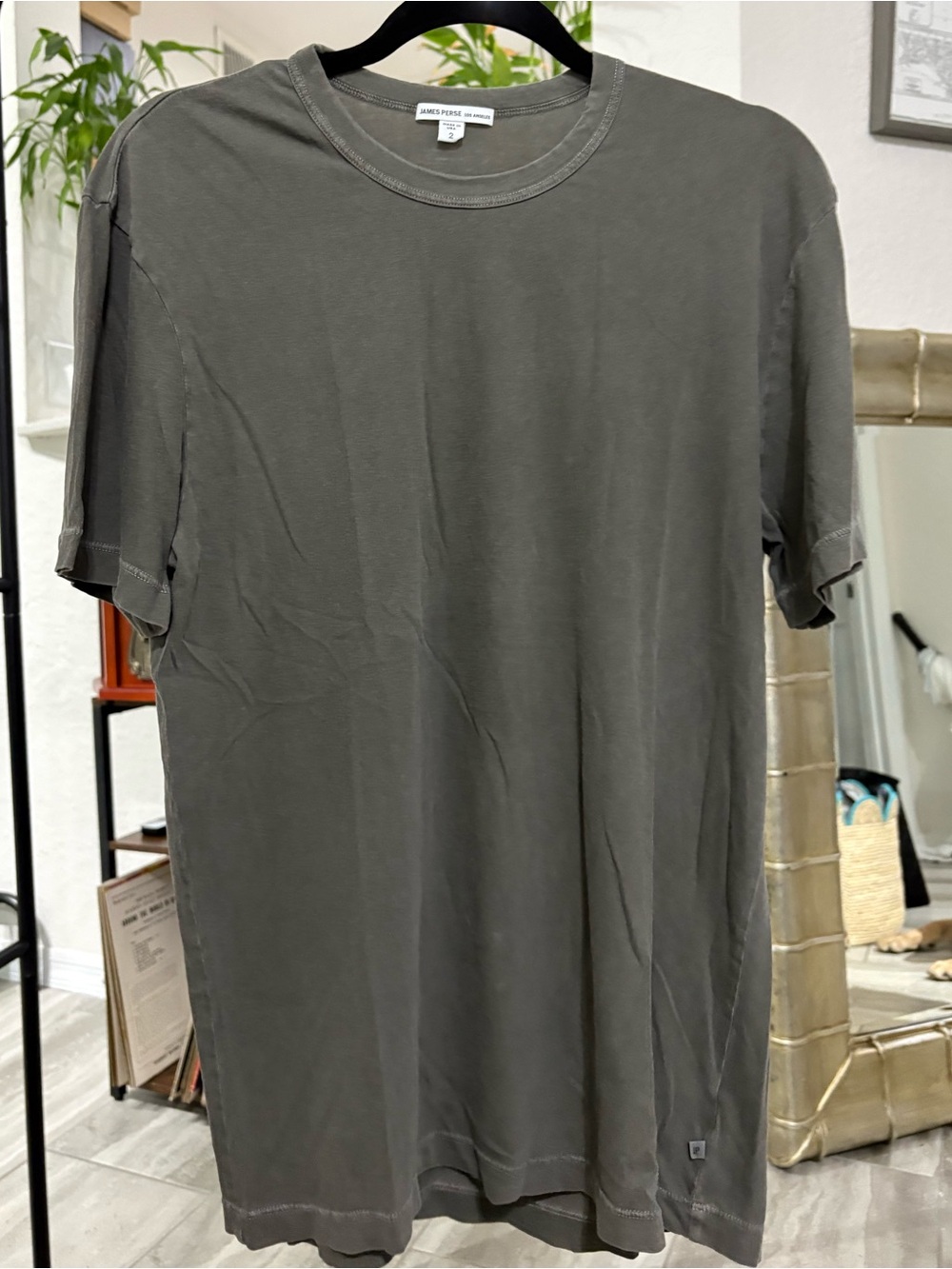James Perse Short Sleeve Crew in Olive